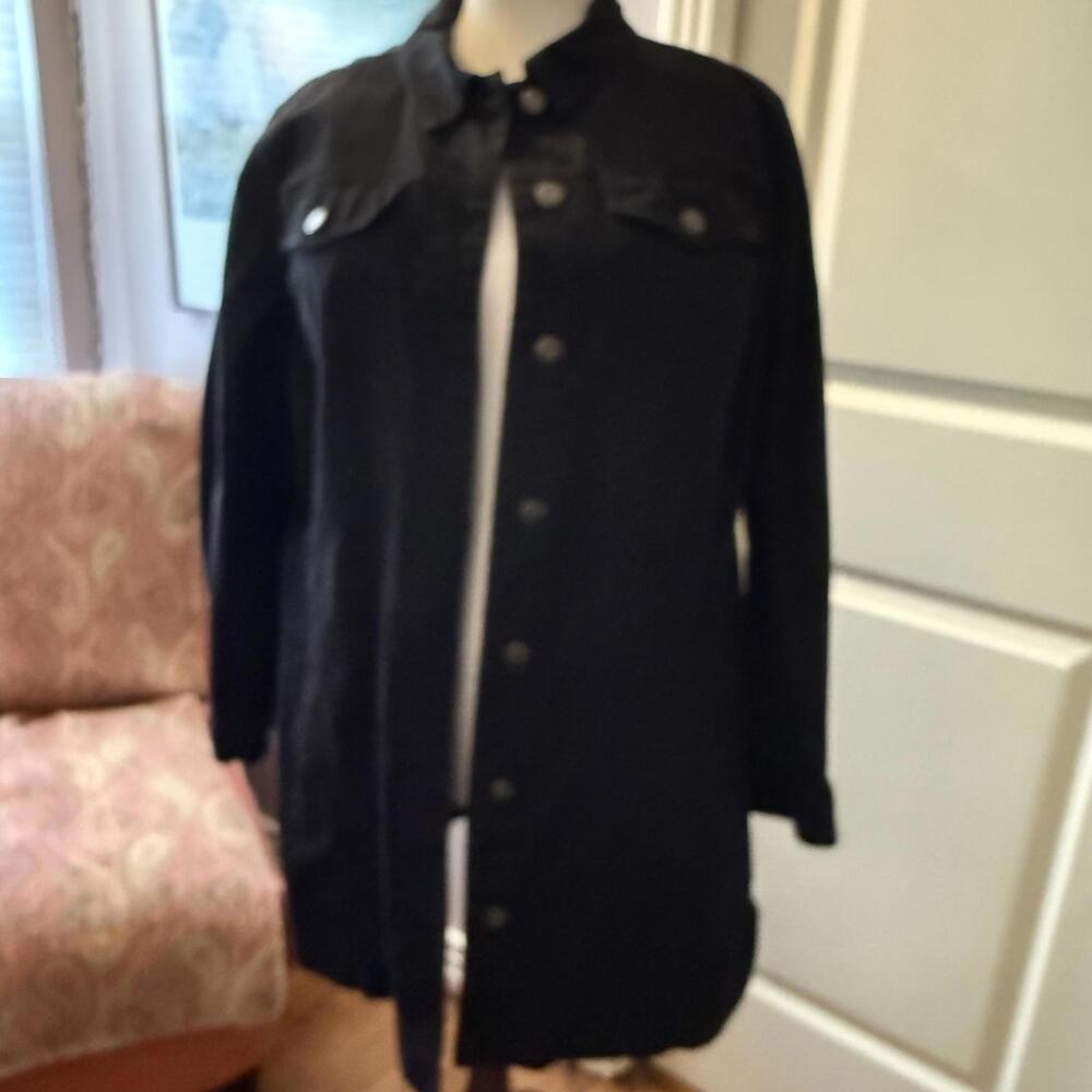 Jessica London Women's Plus Size Black Long Denim Jacket 20W